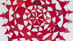 Mandala, 2012. Bragas usadas rojas sobre lienzo. 289 x 289 cm © Pilar Albarracín